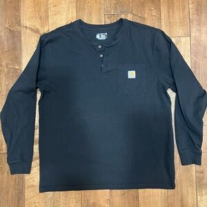 Carhartt Henley Long Sleeve Loose Fit Pocket Tee T shirt L